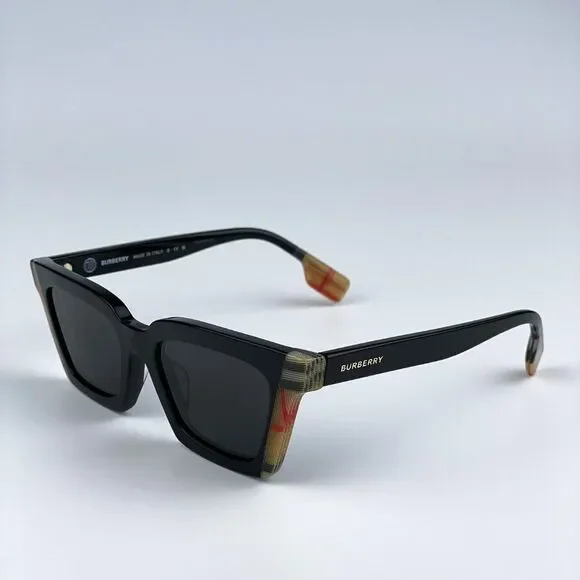 NEW Burberry BE4392U BRIAR 405587  Black Vintage Check Dark Grey  Cat Eye Women - Picture 4 of 9